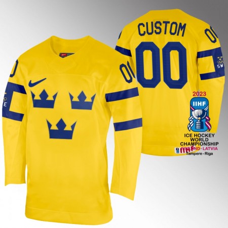 Švédsko Dresy Personalizované IIHF World Championship 2023 Žlutá - Pánské